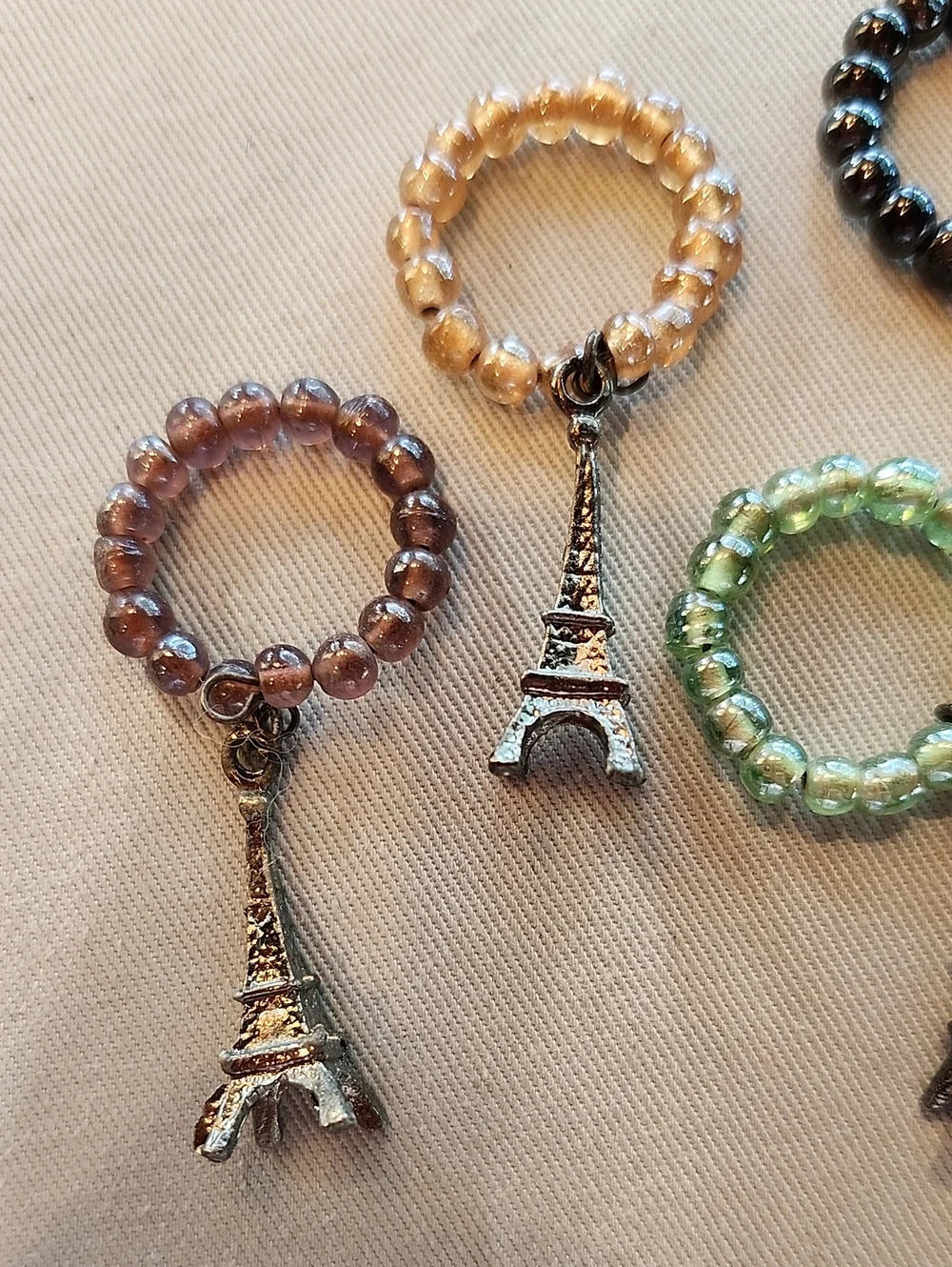 Set 6 Glass Bead Wine Glass Charms With Eiffel Tower